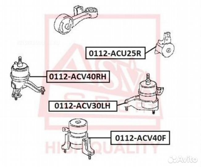 Asva 0112-ACV40RH Подушка двигателя прав