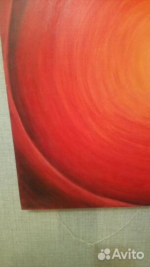 Картина маслом. Красная абстракция 60 на 59,5