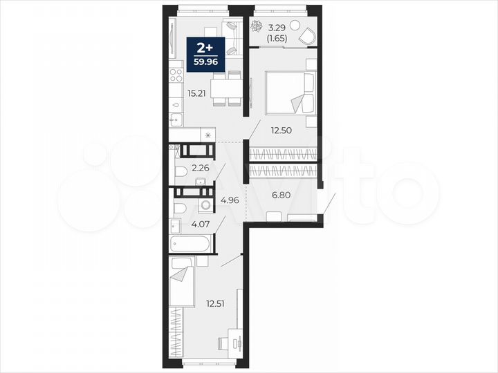 2-к. квартира, 60 м², 17/22 эт.