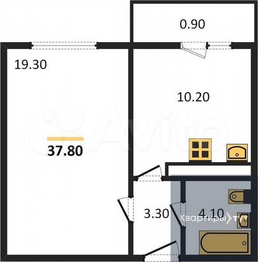 1-к. квартира, 37,8 м², 13/17 эт.
