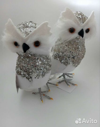 Сова новогодняя новая, интерьерная, декор на елку