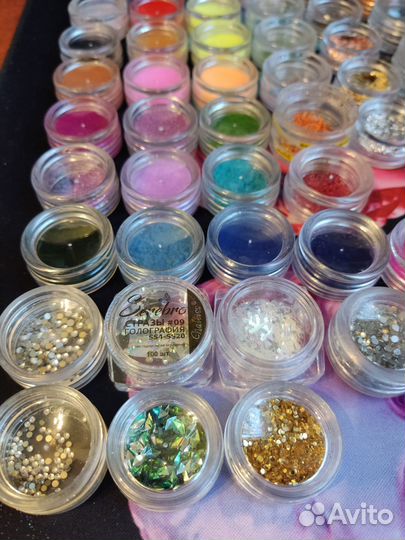 Набор для стемпинга, слайдеры, блёстки, расходники