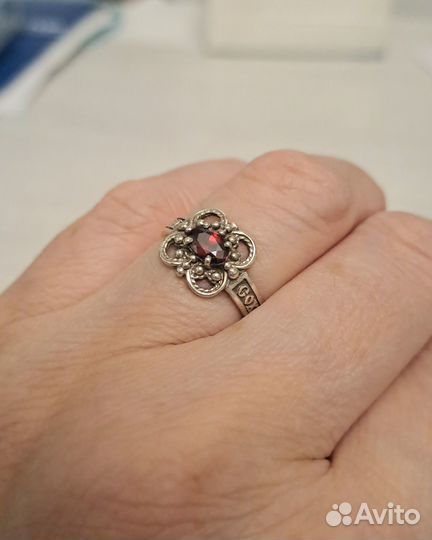 Серебряное кольцо с гранатом, винтаж