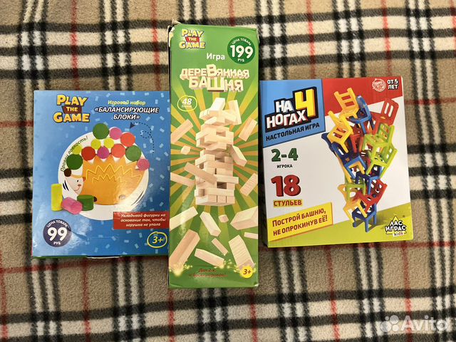 Деревянная башна, на 4 ногах, балансирующие блоки