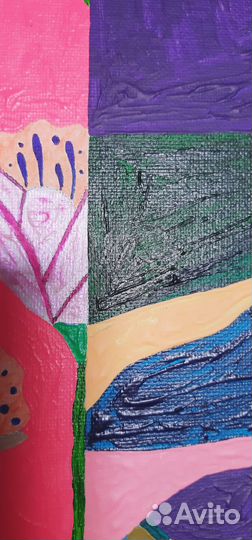 Картина абстракция. 100 лен, дерево