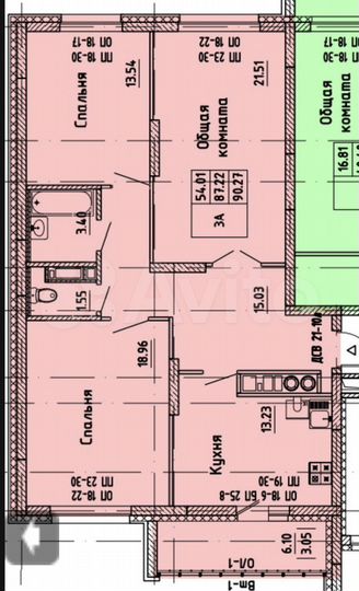 3-к. квартира, 90,3 м², 13/14 эт.