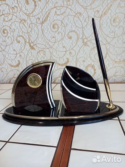 Настольный набор из обсидиана