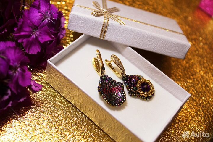 Серьги дизайнерские эксклюзив, ручная работа