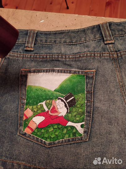 Шорты джинсовые, ручная роспись