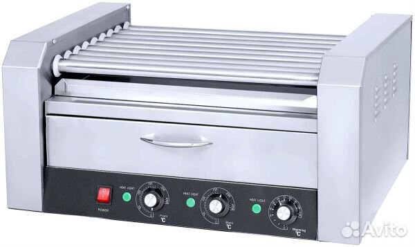 Гриль роликовый с отделением для подогрева булочек
