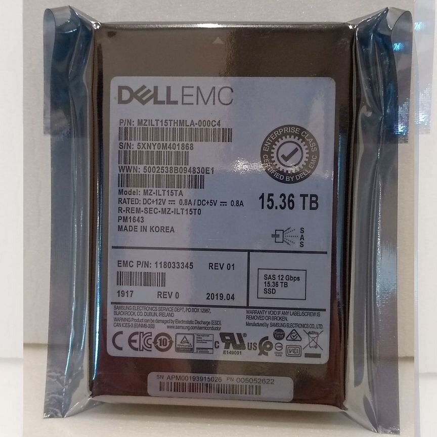[PM1643] Ssd Dellemc 15,36tb Mzilt15thmla-000c4 Pm1643