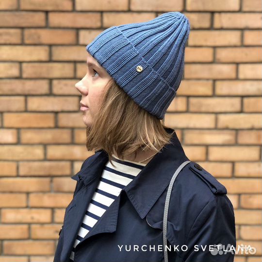 Шапка из мериноса, шапка-тыковка, мериносовая шерс