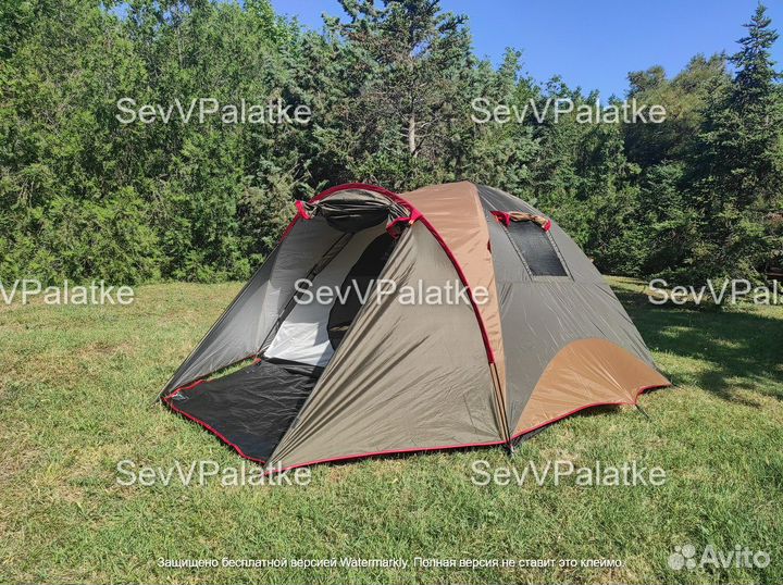 Палатка 4х местная с тамбуром, 2 входа