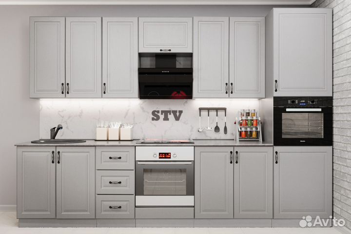 Кухня модульная Фарфор 3 м с пеналом