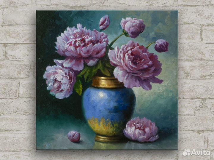 Картина маслом на холсте цветы ручная работа