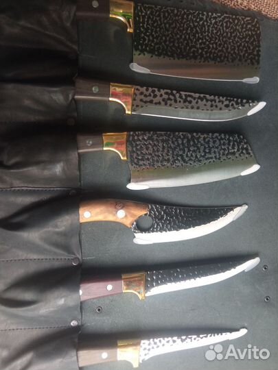 Набор ножей подарочный в кожаном чехле -сумке