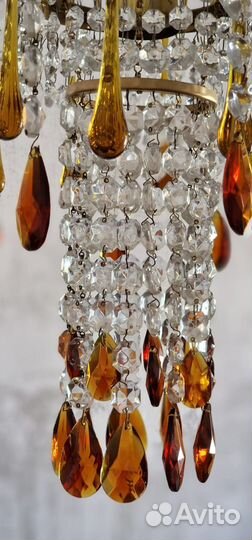 Хрустальная винтажная люстра. Чехия