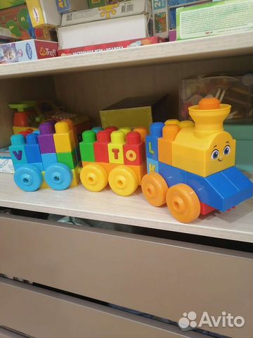Паровозик конструктор, с английским алфавитом