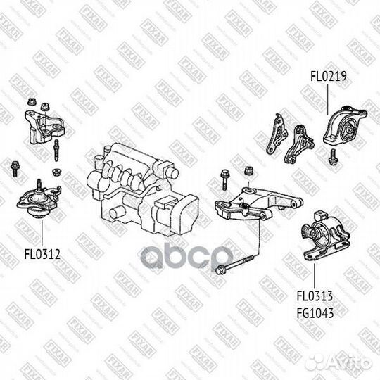 Опора двигателя honda jazz/FIT 02- FL0219 fixar