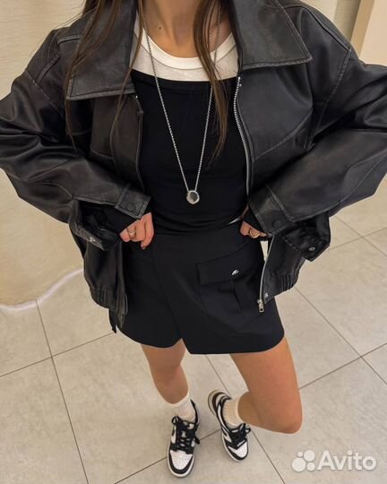 Кожаная куртка бомбер