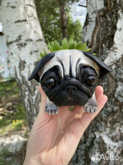 Мопс кашпо