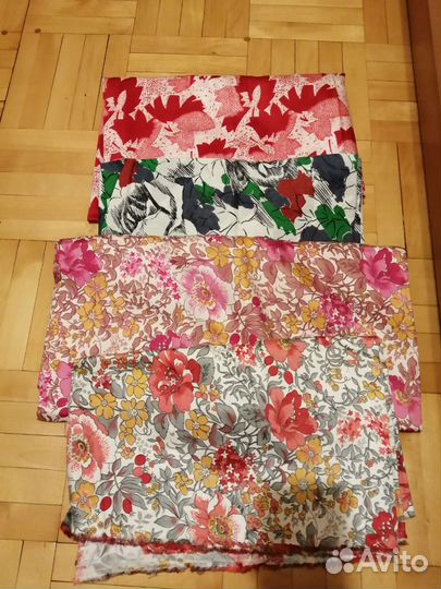 Отрезы тканей сатин, ситец, крепдешин