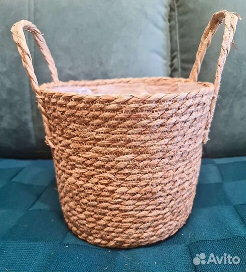 Плетеный горшок из натуральной соломы