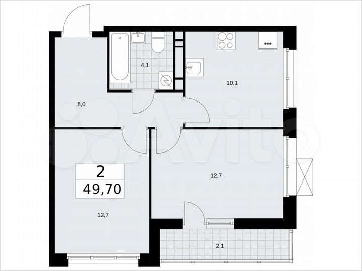 2-к. квартира, 49,7 м², 10/16 эт.