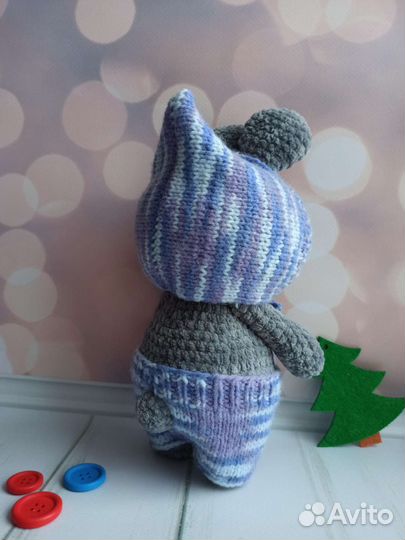 Зайчик вязаный игрушка ручной работы