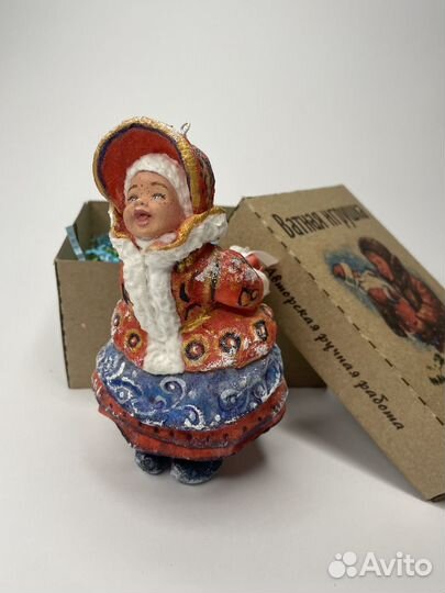 Ватная елочная игрушка, кукла