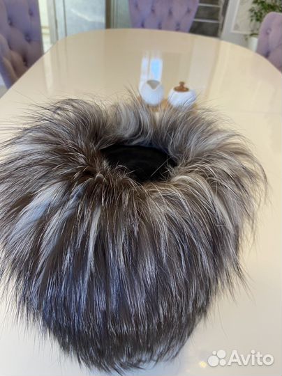 Шапка из чернобурки, вязаная