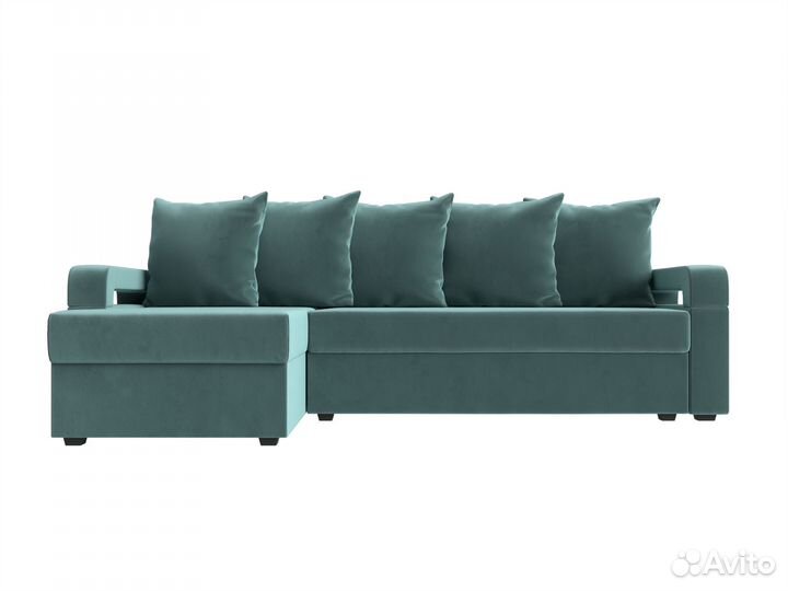 Диван угловой Гермес Лайт левый угол, велюр, бирюзовый