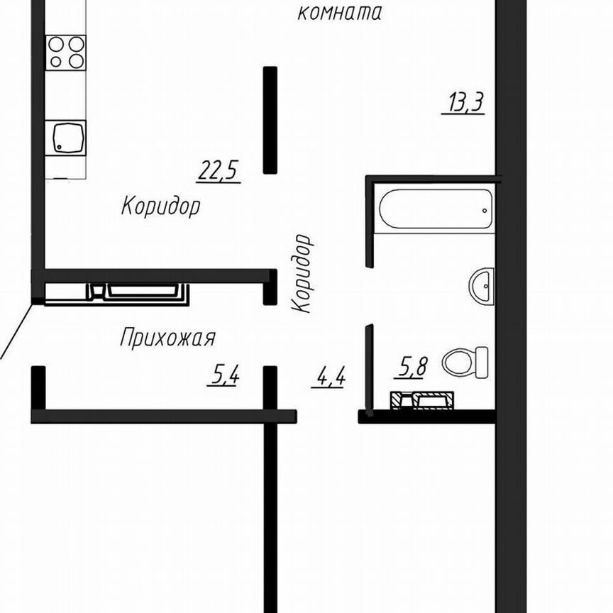 2-к. квартира, 71 м², 3/17 эт.