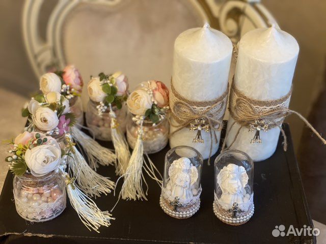 Таросики и свечки,полотенце на крещение