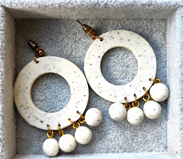 Бижутерия серьги бохо из полимерной глины