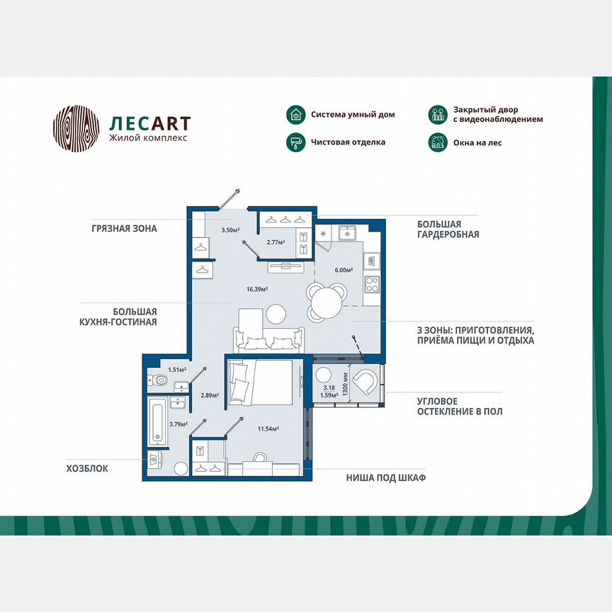 1-к. квартира, 50 м², 5/12 эт.