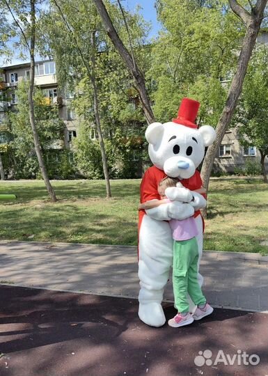Белый мишка поздравление, Аниматор, Ростовая Кукла
