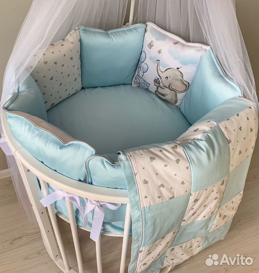 Новый Комплект в детскую кроватку из сатина