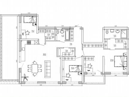 5-к. квартира, 155,2 м², 5/8 эт.