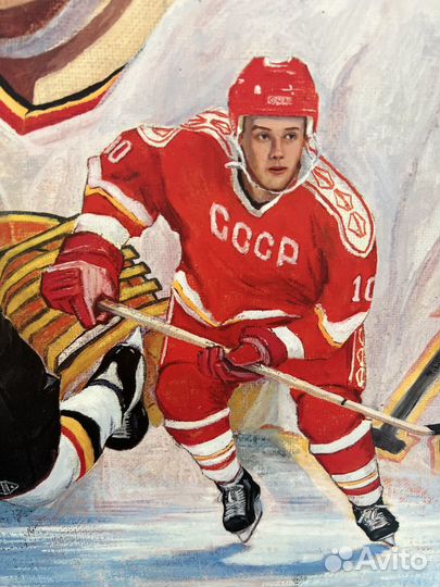 Картина с автографами, советский хоккеист