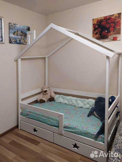 Кроватка MY place с бортиком детская берёзаТеремок