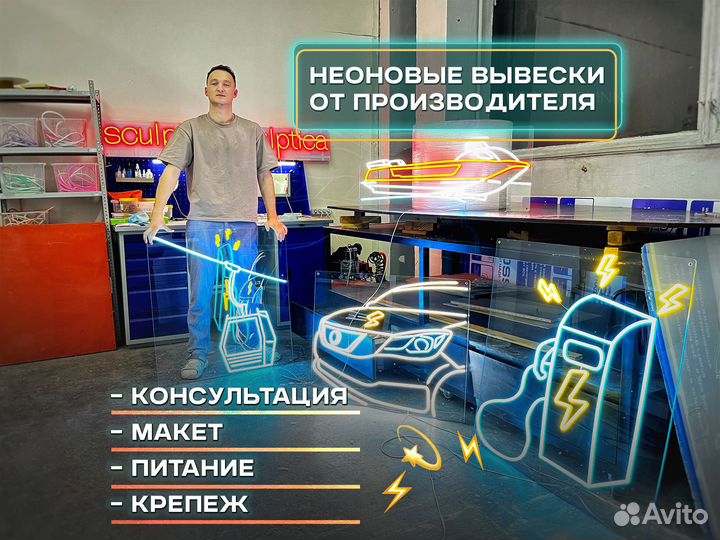 Неоновая вывеска - заказать вывеску из неона