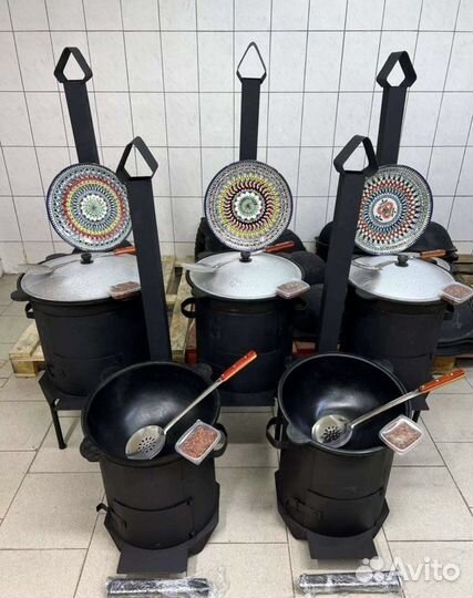 Казан чугунный с печкой + мангал