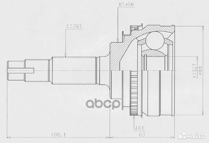 Шрус наружный к-т (32x56x26) Toyota Camry 1992
