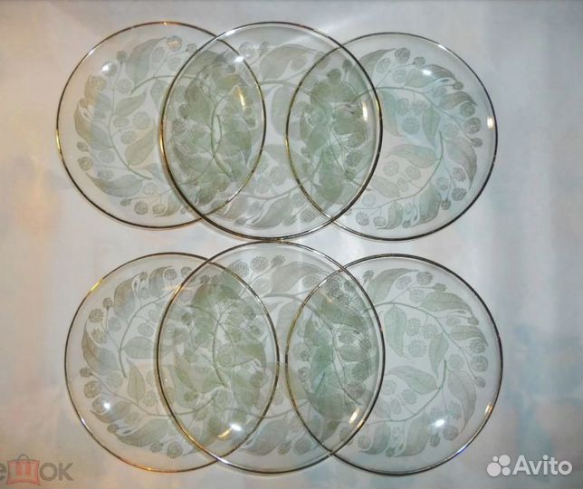 Набор блюдо для торта- пирожных стекло пантография