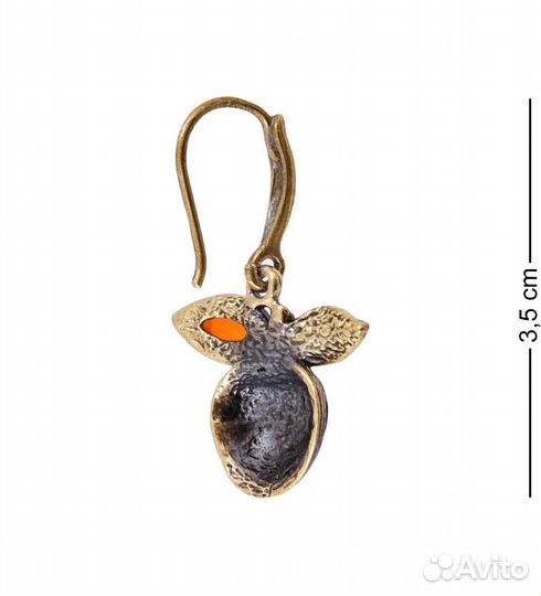 Серьги Ягодки Вишни (латунь, янтарь) A2182155