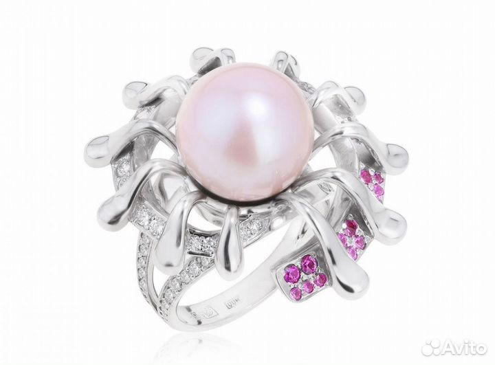 Золотое кольцо с жемчугом 12.15 мм