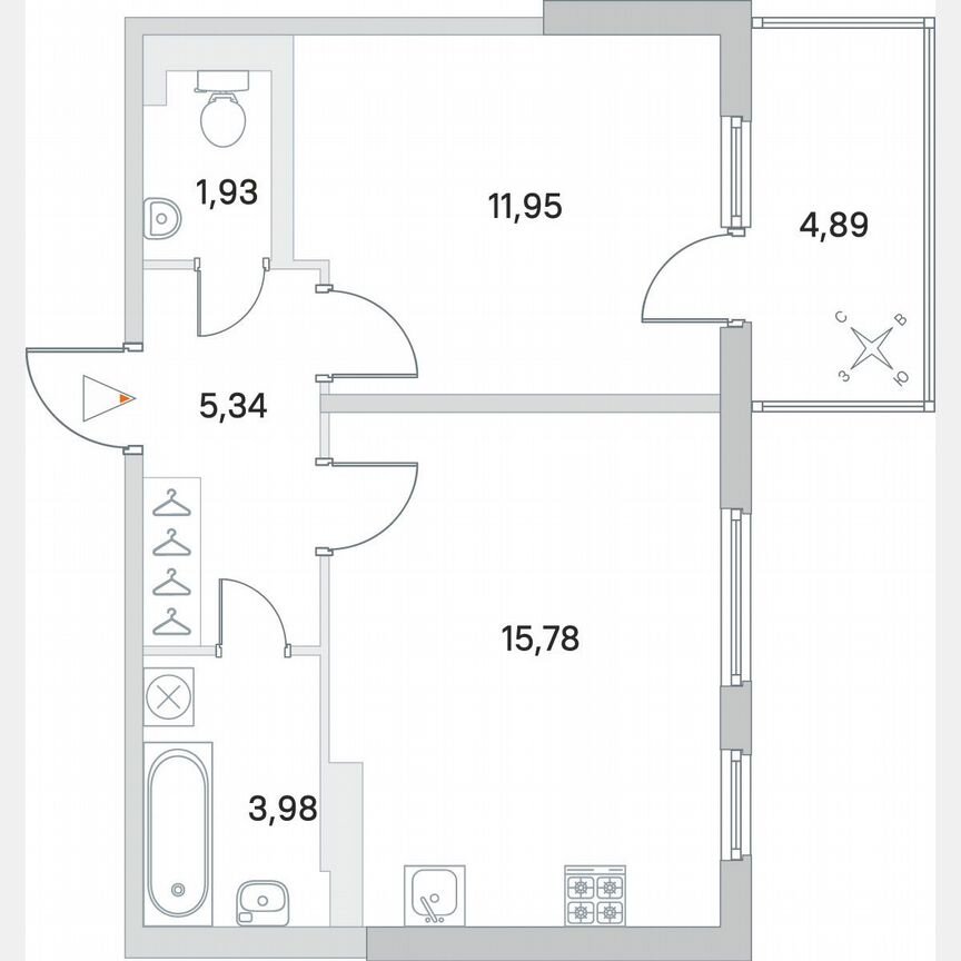1-к. квартира, 40,7 м², 5/5 эт.