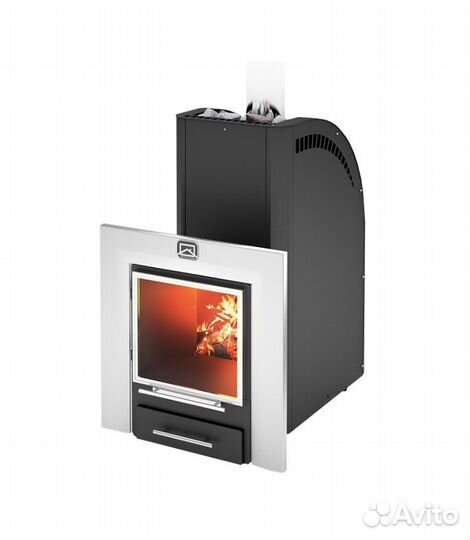 Печь дровяная для бани Каскад с панорамным стеклом