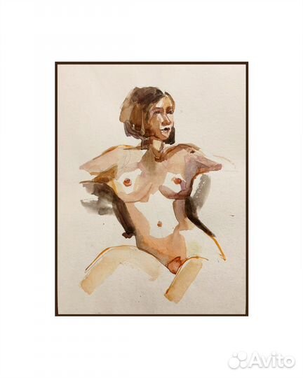 Картина акварель обнаженная натура
